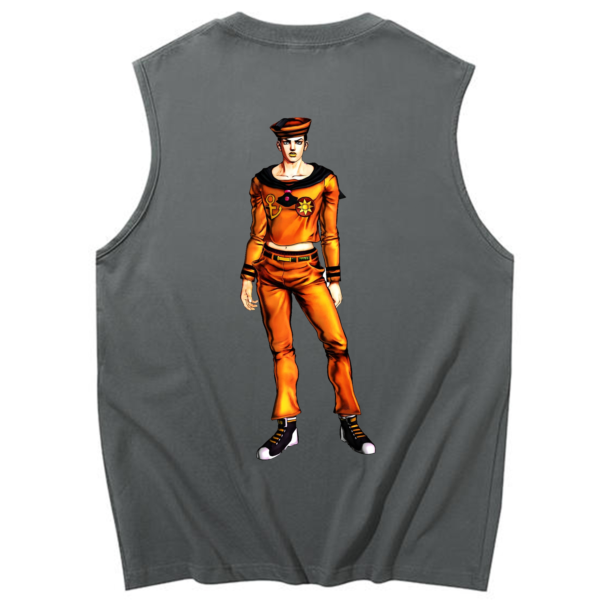 （画像用） ジョジョの奇妙な冒険 東方定助 JoJo's Bizarre Adventure Higashikata Josuke コットン100％タンクトップ（背面プリント）